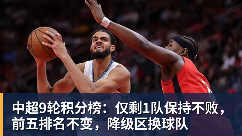 九游体育中超9轮积分榜:仅剩1队保持不败,前五排名不变,降级区换球队